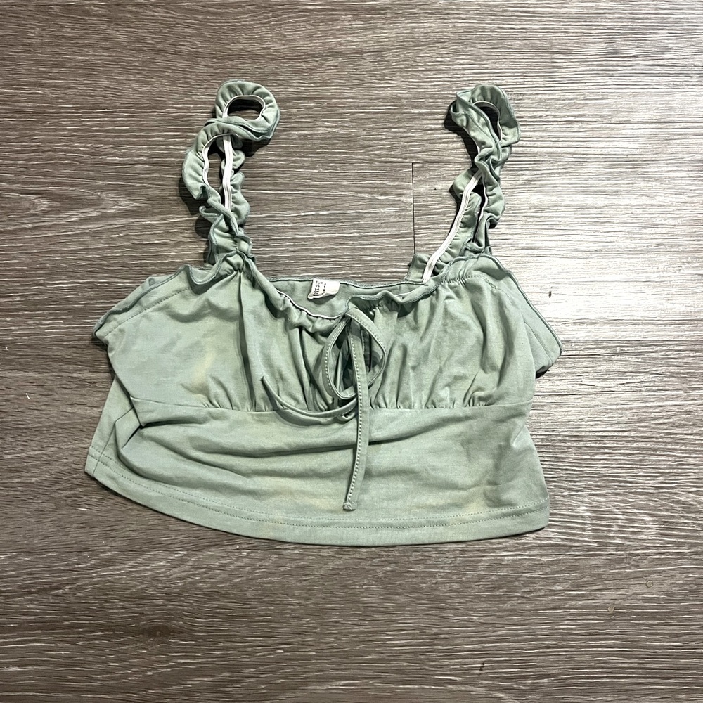 Light green ruffle tank